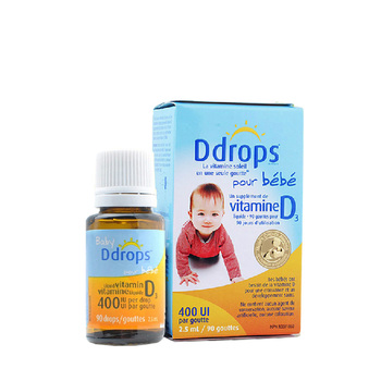 预防小儿佝偻病！加拿大Ddrops天然婴儿维生素D3滴剂  70元
