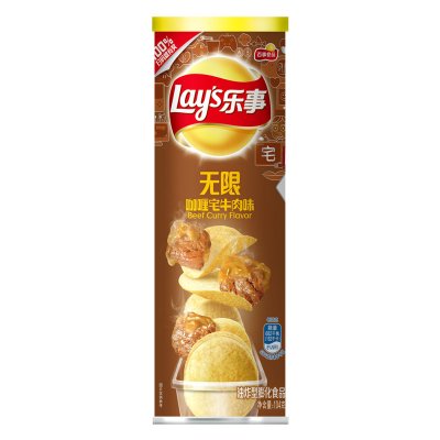 乐事马铃薯片无限咖喱宅牛肉味104克  4.35元（8.2元，99-50）
