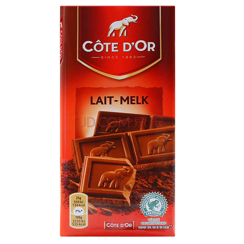 拼单白菜！COTE D'OR 克特多金象 牛奶巧克力 100g   6.25元（25元，买一赠一叠加199-100）
