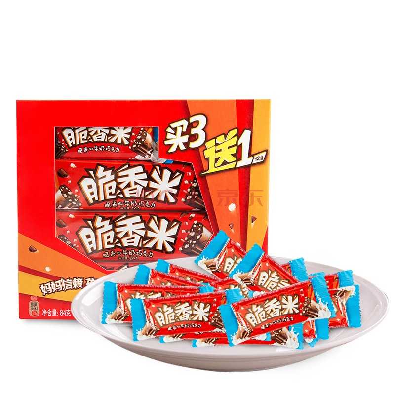 脆香米  脆米心牛奶巧克力 24g*3条送12g*1条 折4.95元（7.9元，129-50）