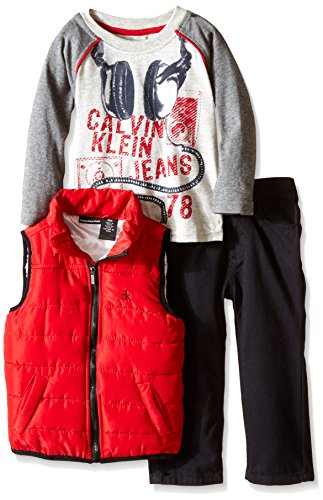 Calvin Klein Puffy Vest with Tee and Pantst 男童保暖棉衣夹克三件套 特价89元 + 运费34元