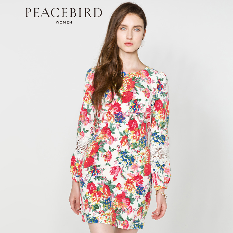 PEACEBIRD/太平鸟 女装花型连衣裙A1FA34116  79元包邮（89-10）