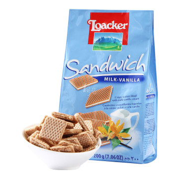 限地区！Loacker莱家 薄片装威化 香草牛奶味 200g   12.95元（25.9元，买一赠一）