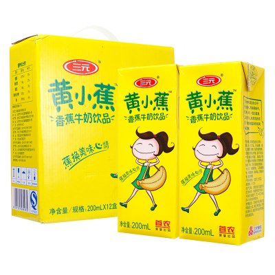 可多买：三元 黄小蕉香蕉牛奶饮品200ml*12盒