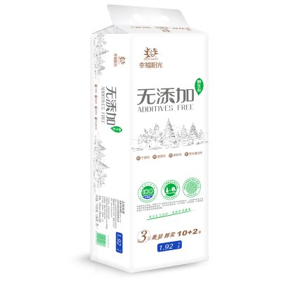 限地区！幸福阳光 卷筒卫生纸3层1920g10+2卷   12.5元（24.9元，198-100）