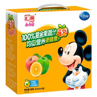 单品好价！Huiyuan 汇源 乐乐园 100%复合果蔬汁 5+7 125ml*16包    19.9元