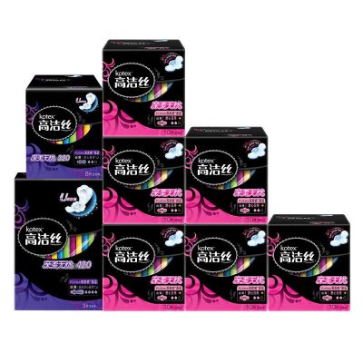 套装好价！kotex 高洁丝 尊享系列 卫生巾 日夜超值组合（240mm*60片+320mm*8片+420mm*3片）67.9元