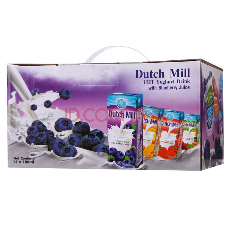 Dutch Mill 达美 蓝莓味酸奶 180ml*12 礼盒装折30元（59.9，199-100）