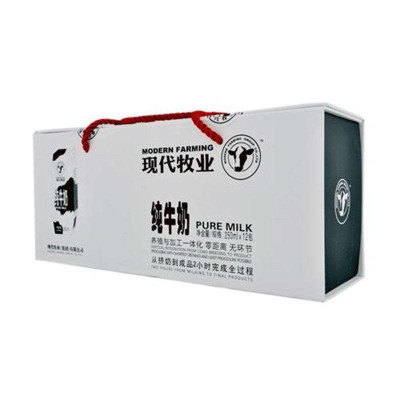 限华北：现代牧业 纯牛奶 250ml*12 礼盒装 19.9元