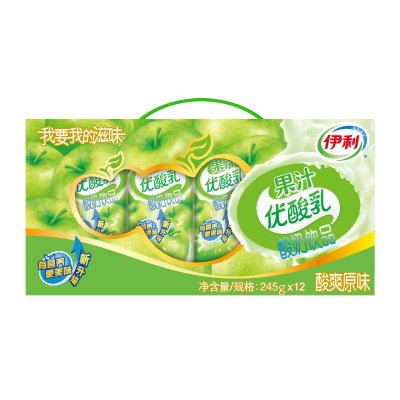 限北京/天津：伊利  果汁优酸乳原味牛奶常温奶245ml*12盒