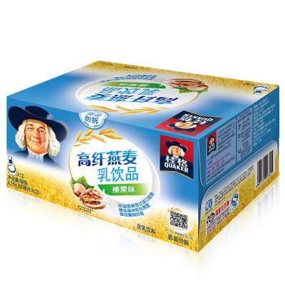 限华北：QUAKER 桂格 高纤燕麦乳榛果味 350毫升*12瓶  9.9元