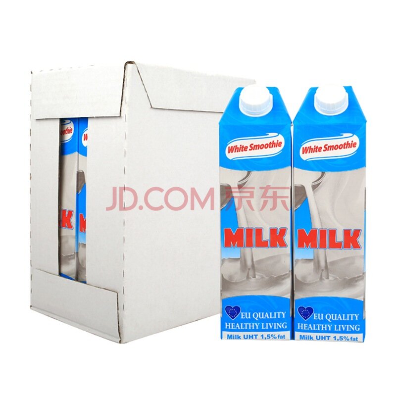 波兰WHITE SMOOTHIE 优雅牧场 超高温灭菌低脂牛奶1L*6普通装