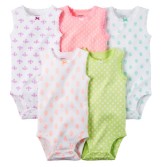 Carter's卡特女宝宝无袖纯棉包屁衣5件装 $7.8（约50元）