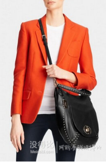 COACH 蔻驰 Studded Leather Circle Hobo 女士真皮柳钉单肩包