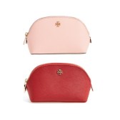 【55海淘节】7.5折！Tory Burch 浅杏色/红色 真皮可爱化妆包 $71.25（约464元）