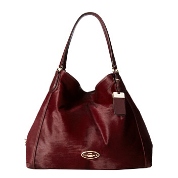 国内￥12500！COACH蔻驰 Edie系列女士连毛皮富贵红大号单肩包