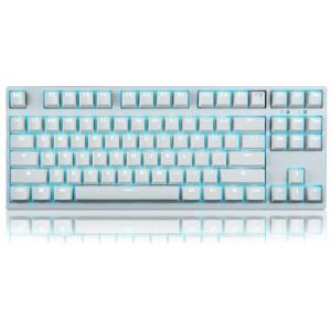 GANSS GS87 cherry轴全无冲背光游戏机械键盘 87白色青轴 冰蓝光（PBT版）   