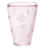 津轻花纪行樱花磨砂玻璃手工玻璃杯（日本制）热卖 86元