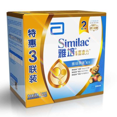 Abbott雅培 金装 喜康力 较大婴儿 配方奶粉(亲体) 2段 三联包1200g盒装 折135元/件（275，4件5.1折+用券）