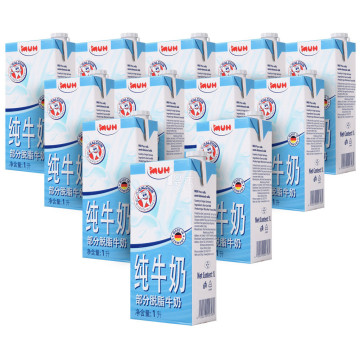 德国进口：MUH 甘蒂牧场 纯牛奶 部分脱脂牛奶 1L/盒*12盒 折50元（99，满199-100）