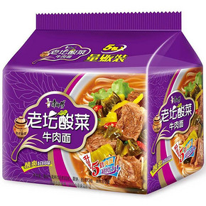 康师傅 经典系列 酸菜牛肉面 五连包