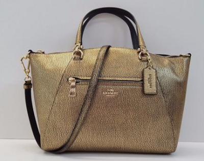 COACH Metallic Pebbled Prairie Satchel 女款单肩包