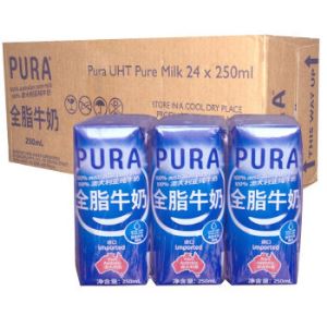 PURA 宝莱 超高温处理 全脂纯牛奶 250ml*24 整箱装   