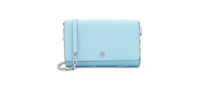 Tory Burch Robinson 冰蓝色链式钱包