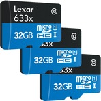 Lexar UHS-I 633X 32GB microSDHC记忆卡 3张套装 (写入速度可达95MB/s)