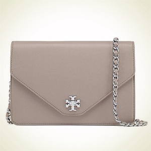 Tory Burch：美境免邮，Kira Metallic-Gusset Clutch 灰色两用手包热卖