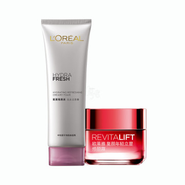 套装好价！L'OREAL PARIS欧莱雅  清润泡沫洁面膏125ml+复颜年轻立显修颜霜50ml  79元
