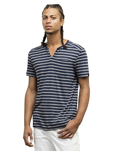 S码！Kenneth Cole New York 肯尼斯·科尔 男士条纹短袖亨利衫