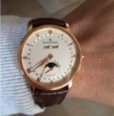 总裁范儿！Blancpain 宝铂Villeret 系列全日历月相18K玫瑰金机械表 $12449（约81976元）