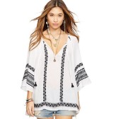 Ralph Lauren 拉夫·劳伦 女款花朵刺绣7分袖纯棉上衣 入手$52.49(约345元)