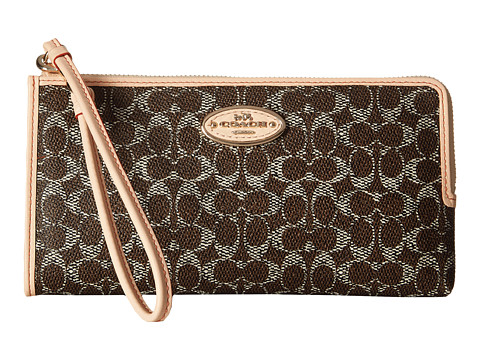 COACH 蔻驰 Signature Zip Wallet女士真皮拉链手腕包/钱包