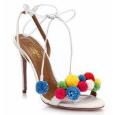 Aquazzura 时尚彩色毛球绑带凉鞋 降至$577.5(约3795元)