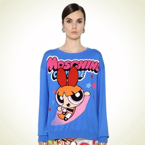 Luisaviaroma：Moschino女款印花蓝色针织衫