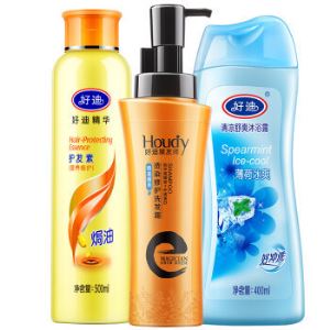 好迪 染烫修护洗发露 300ml+清凉舒爽 沐浴露 400ml+精华护发素 500ml   