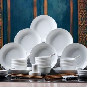馨铭堂 56头白瓷餐具套装+凑单品   