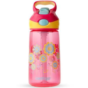 美国contigo 儿童吸管水杯 便携防漏户外运动创意塑料杯子450ml 花儿朵朵HBC-STR016   