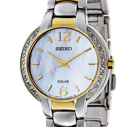 Seiko 精工 珍珠贝母镶钻太阳能女士腕表 SUP254