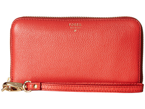 Fossil 化石 Sydney  女款真皮钱包 红色款