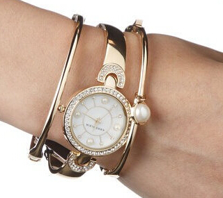 prime福利！ANNE KLEIN AK/1960GBST 女款时装腕表手镯套装