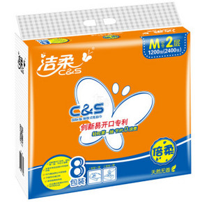 洁柔C&S系列 2层150抽抽取式面巾纸*8包 M号