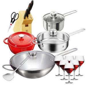 ZWILLING 双立人 锅刀套装 Twin Nova III系列 30CM中式炒锅 10件套   