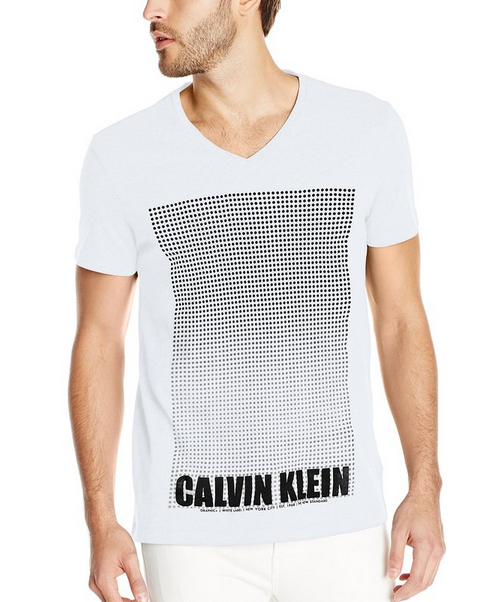 M码！Calvin Klein 卡文克莱 S/s Solid Gradient C 男士网点印花V领T恤