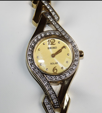 SEIKO 精工 SUP176 施华洛世奇水晶女款光动能腕表