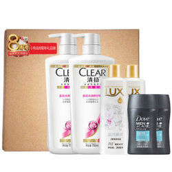 Clear 清扬 去屑多效水润养护型洗发露750ml*2 力士晶透焕采350ml*2 多芬男士沐浴露50ml*2