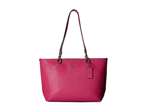 COACH 蔻驰Pebbled Small Sophia女士真皮托特包 玫粉色