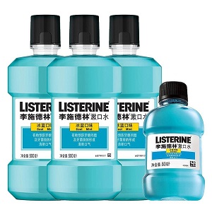 Listerine李施德林 冰蓝漱口水 500ml*3瓶＋80ml